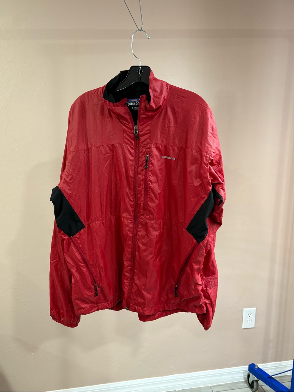 #3 Patagonia Mens Jacket L  Red Full Zip Lightweight Windbreaker Hiking Ripstop